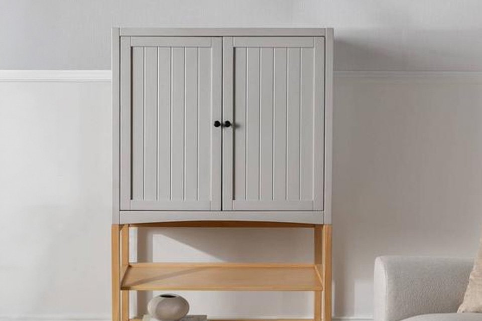 A Habitat Bournemouth natural storage cabinet.
